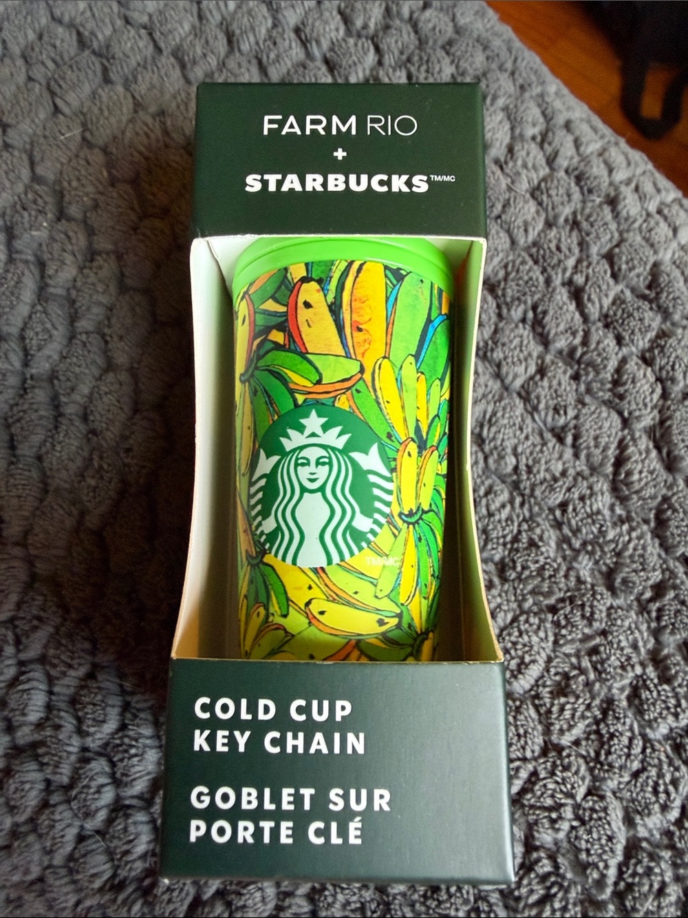 Starbucks x Farm Rio Yellow & Green Banana Print Cold Cup Key Chain
